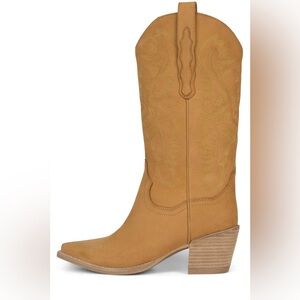 Jeffrey Campbell Tanish Nubuck Leather Dagget Embroidered Western Boots Size 8.5